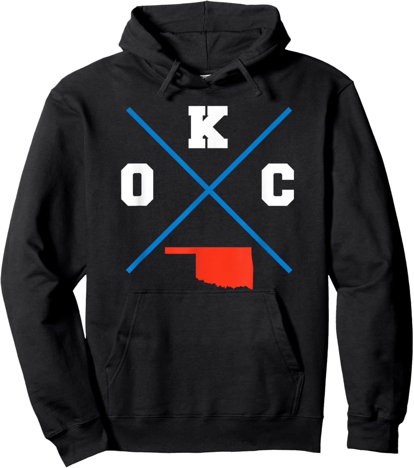 Tout Wear Oklahoma City Classic OKC Vintage Outline - Blue, -Adult, Short Sleeve, City-Themed, Modern Classic, , Small Hoodie - Hoodie | Black