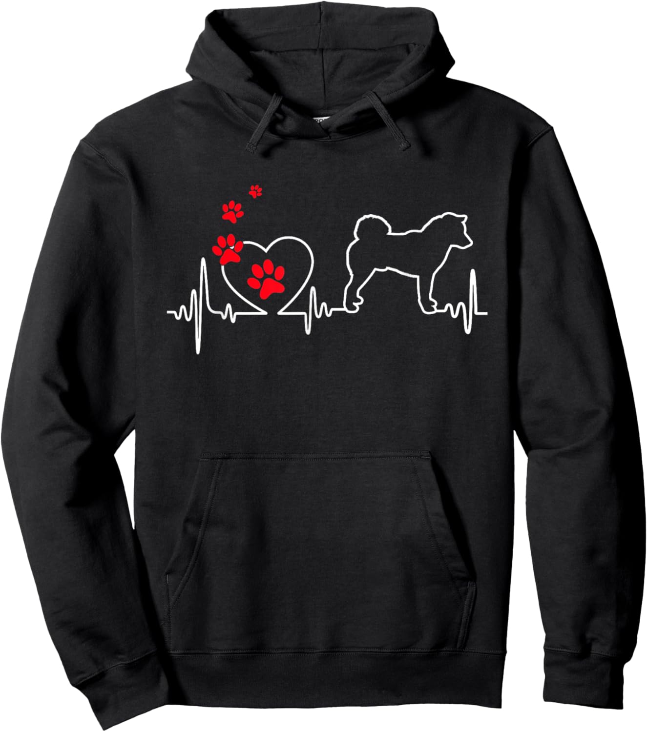 Valentines Day Love Heartbeat Shiba Inu Dog Puppy Lover Hoodie - Hoodie | Black