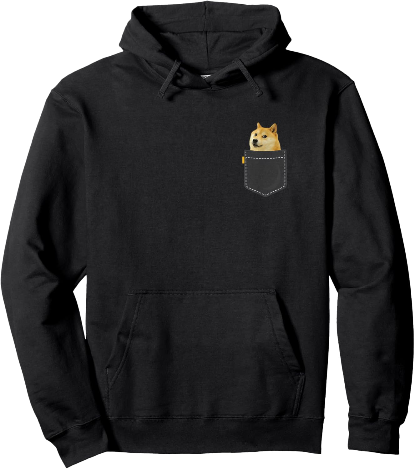 Dogecoin Crypto Meme breast pocket DOGE Meme Logo Dogecoin Hoodie - Hoodie | Black