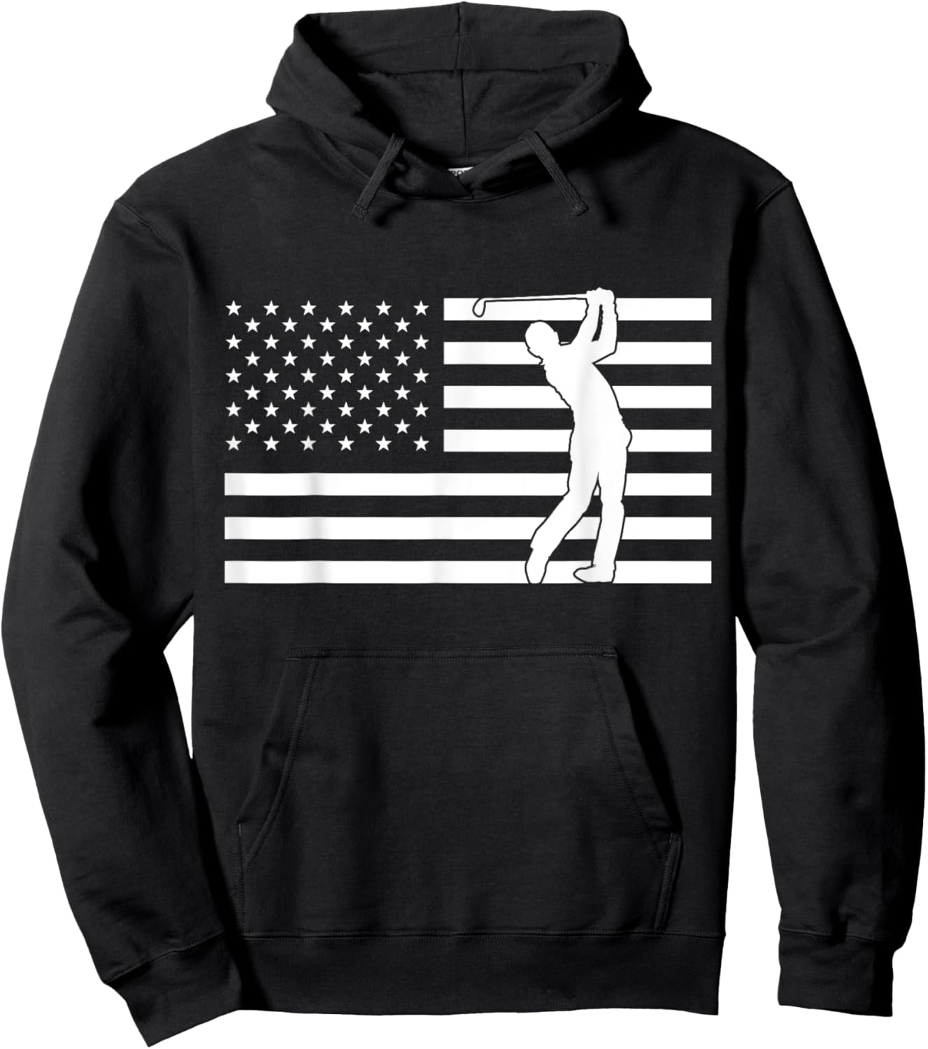 USA Flag Golf Clothing - American Flag Golf Hoodie - Hoodie | Black