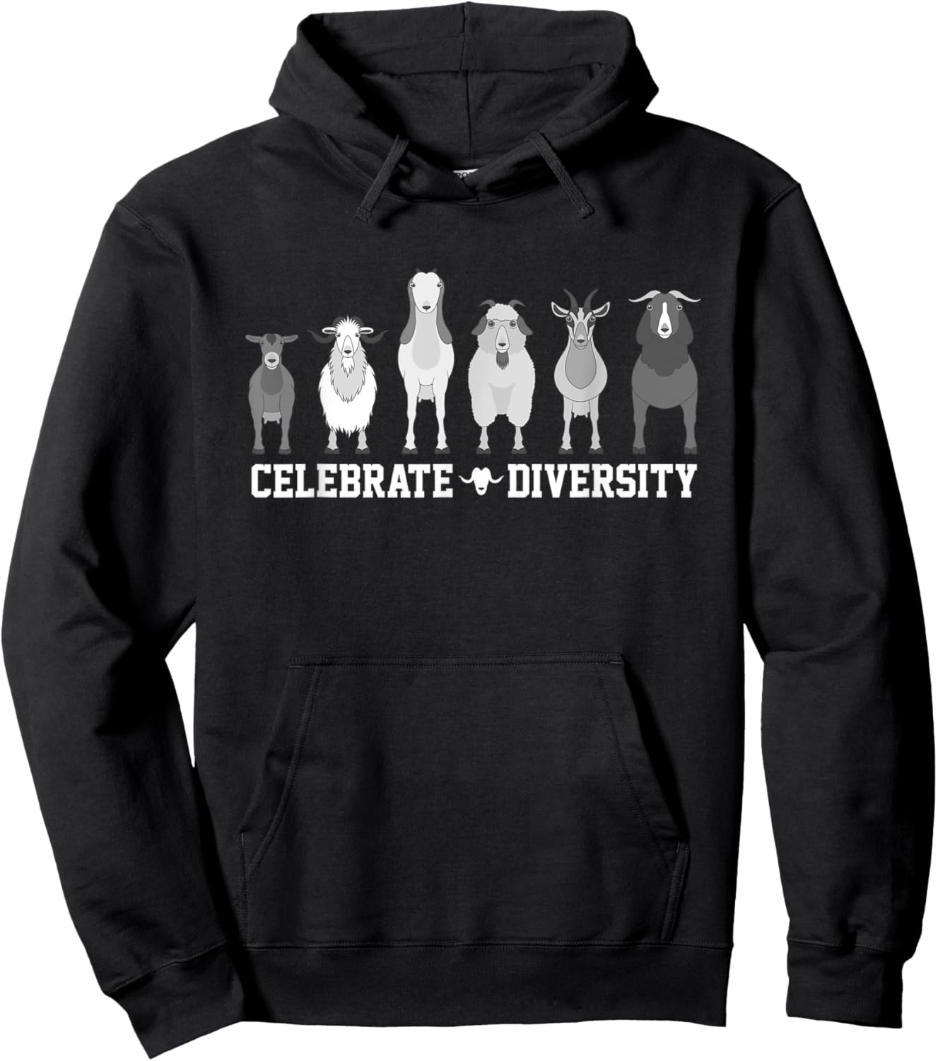 Celebrate Diversity Goats Funny Pet Goat Animal Lovers Gift Hoodie - Hoodie | Black