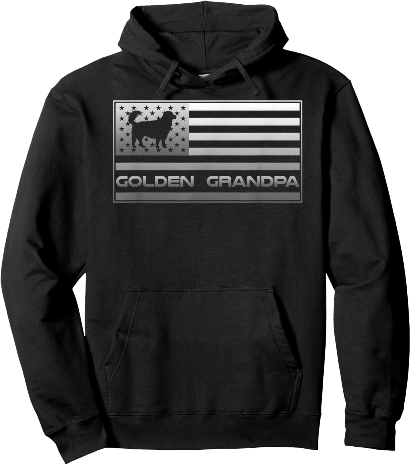 Vintage USA Flag Proud Golden Retriever Grandpa Silhouette Hoodie - Hoodie | Black