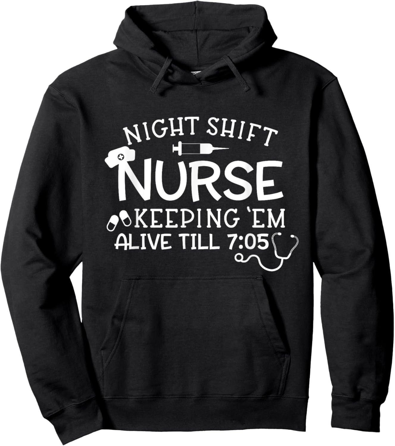 Funny Nightshift Nurse Straight Outta Night Shift Sleeping Hoodie - Hoodie | Black