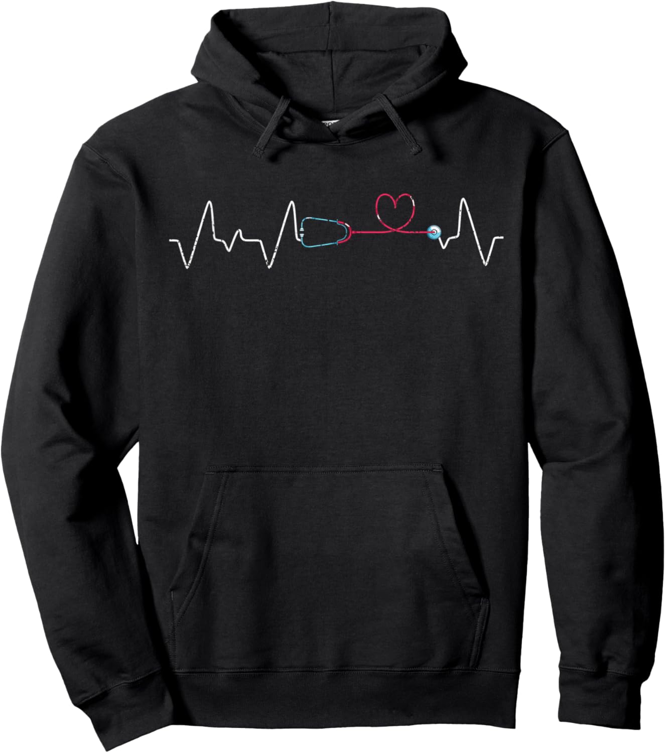 Nursing Hospital Nursery Heartbeat Stethoscope LPN Nurse Hoodie - Hoodie | Black