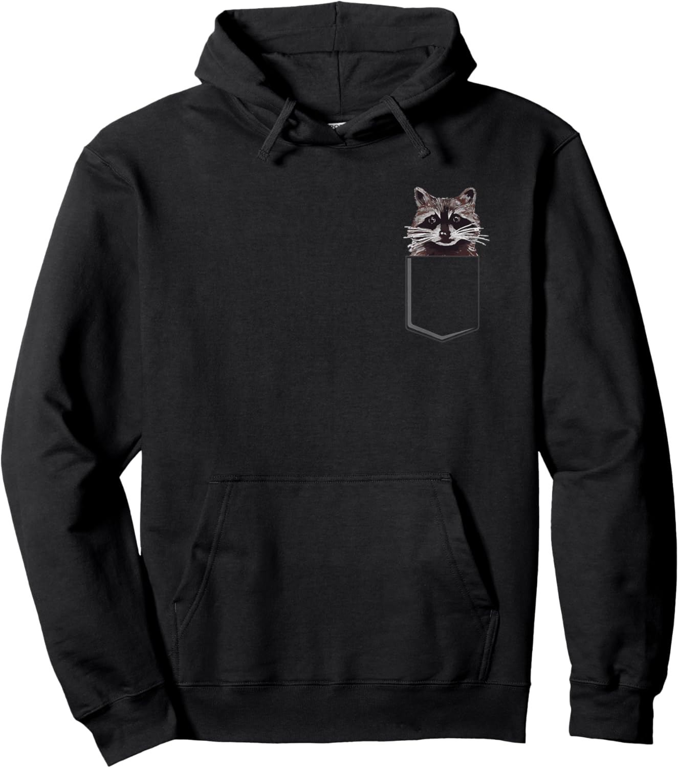 Eating Trash Team Co. Raccoon Lover Trash Panda - Black, , Short Sleeve, Animal Print, Cartoon, Patch Pocket, All Seasons Hoodie - Hoodie | Black