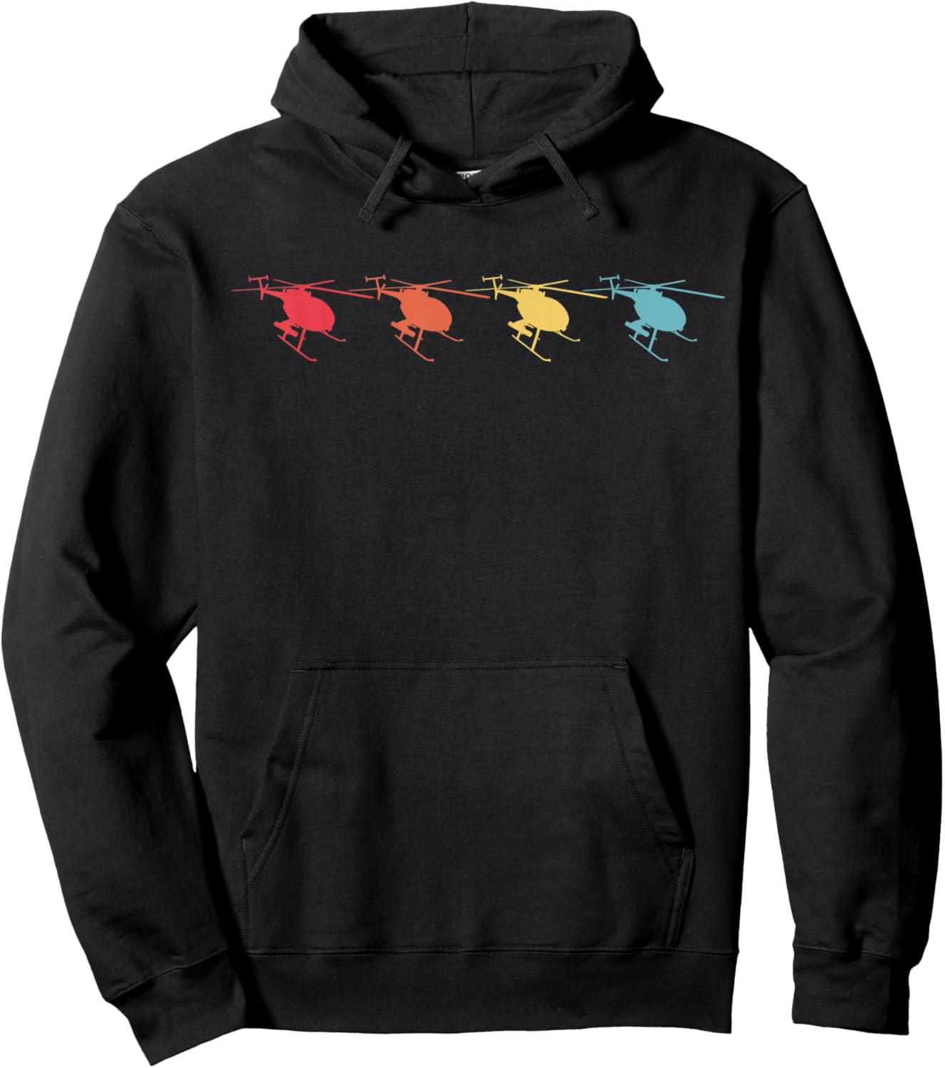 Retro MH-6 Little Bird Military Helicopter Hoodie - Hoodie | Black