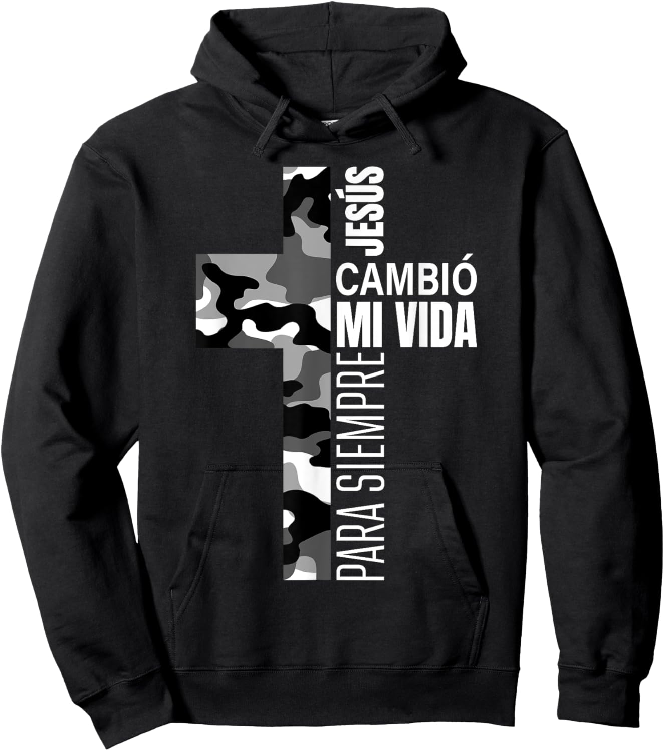Jesús Cambió Mi Vida Christian Spanish Religious Gifts Camo Hoodie - Hoodie | Black