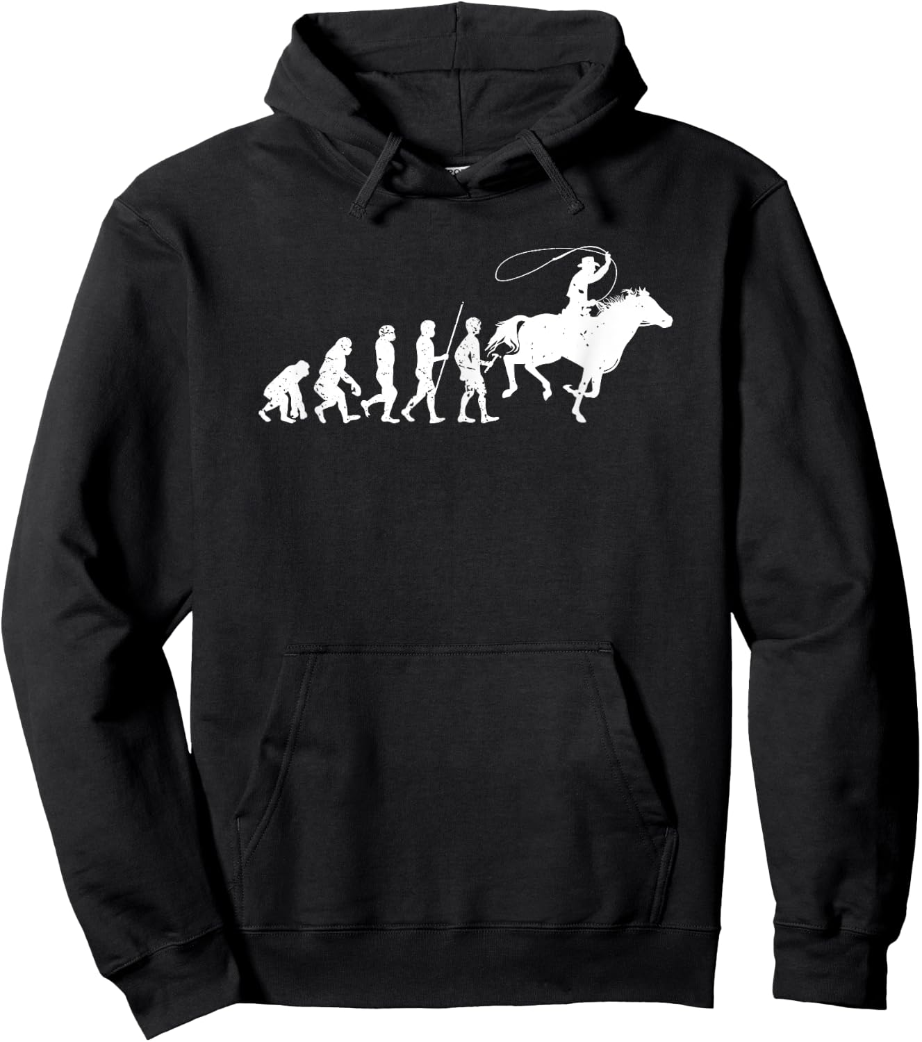 Evolution of Roping Rodeo Western Horse | Rodeo Cowboy Hoodie - Hoodie | Black