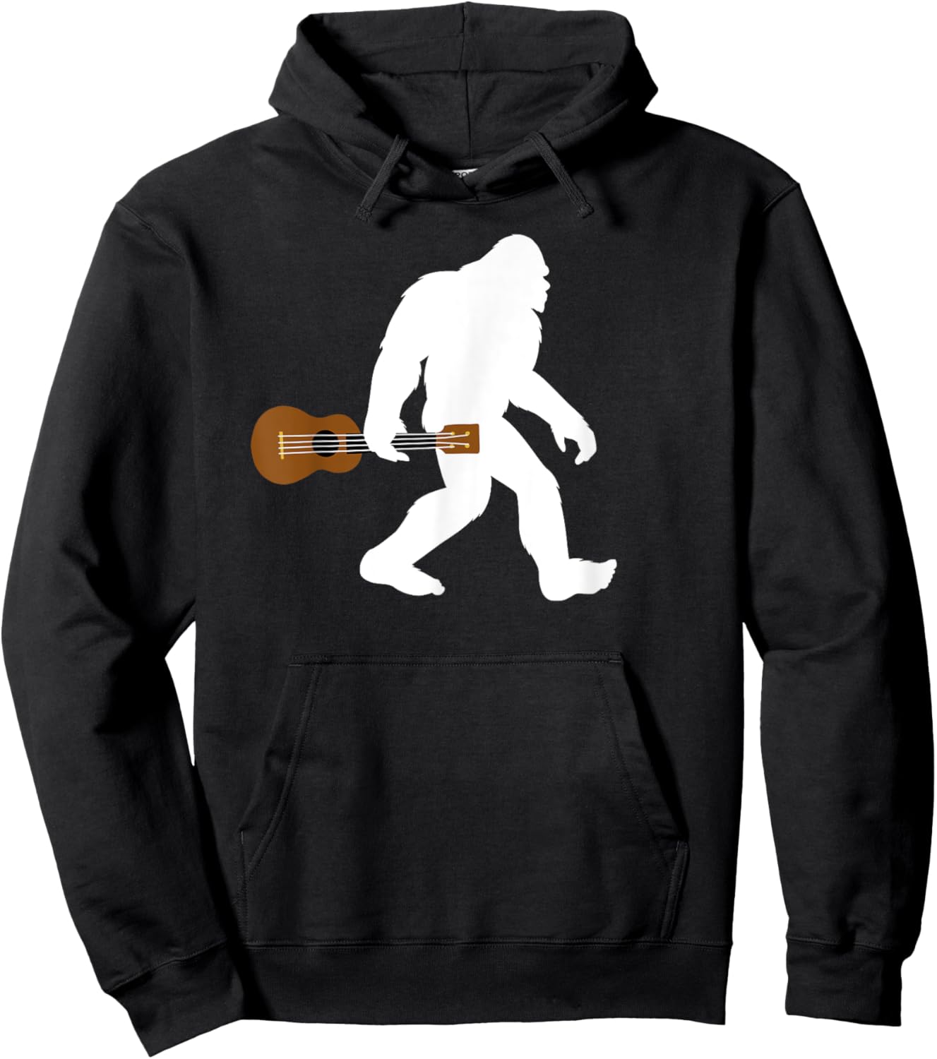 Bigfoot holding Ukelele funny Bigfoot carrying ukelele Hoodie - Hoodie | Black