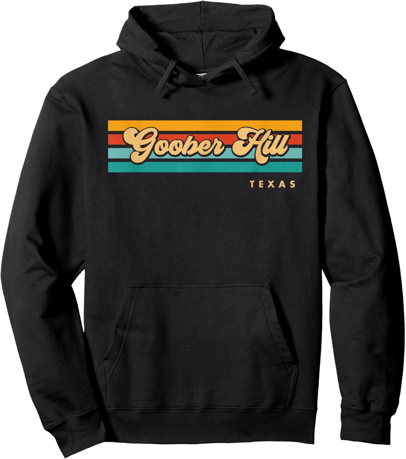 Vintage Sunset Stripes Goober Hill, Texas Hoodie - Hoodie | Black