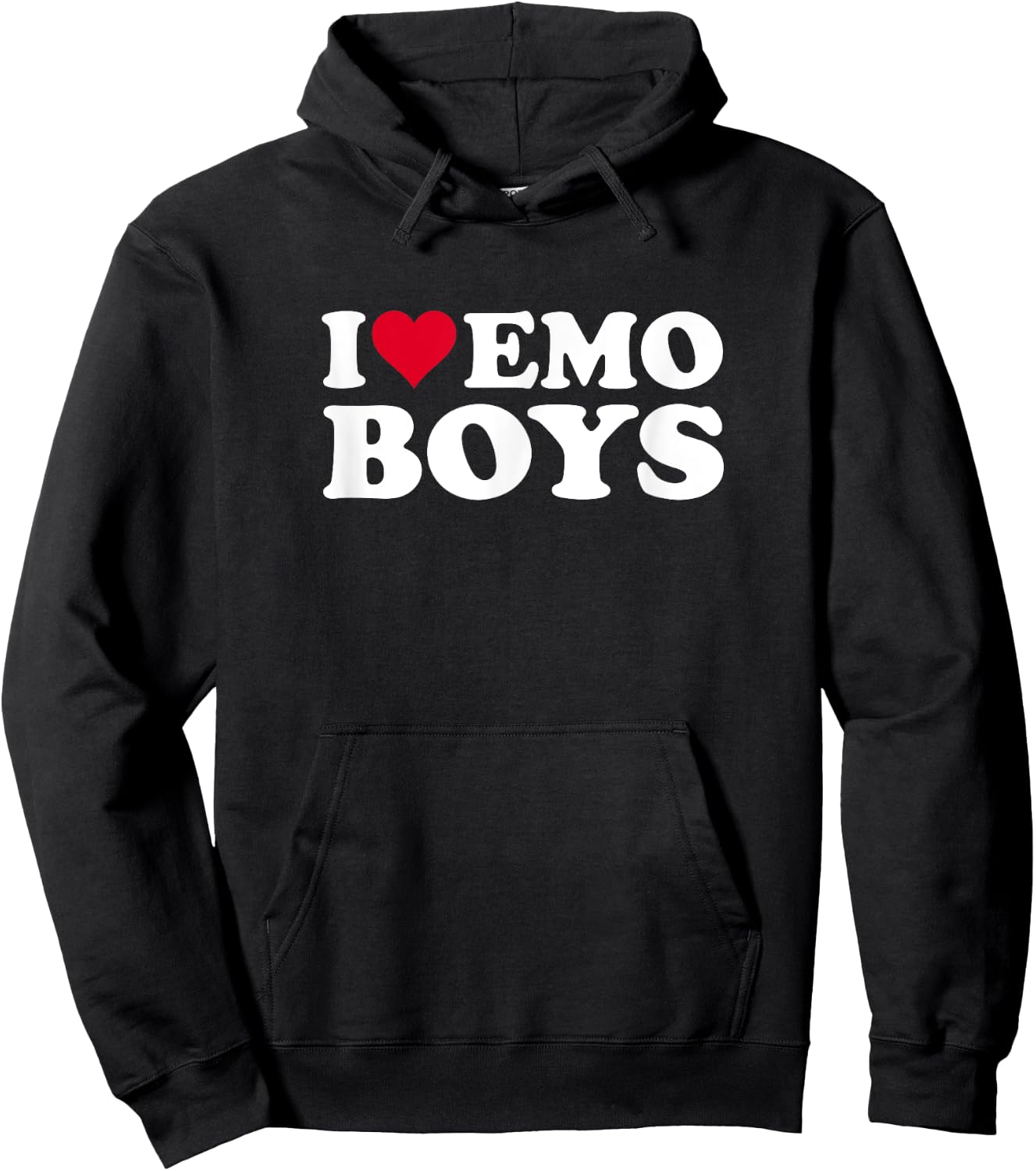 Red Heart Design I Love Emo Boys Hoodie - Hoodie | Black