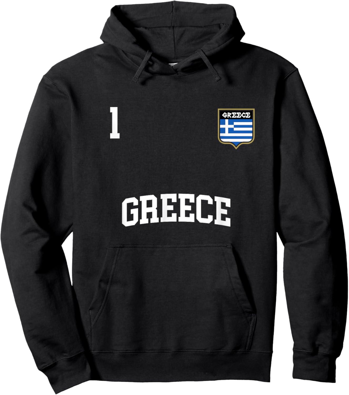 GREECE No. 1 Greek Flag Football Soccer Team Shirt Hoodie - Hoodie | Black