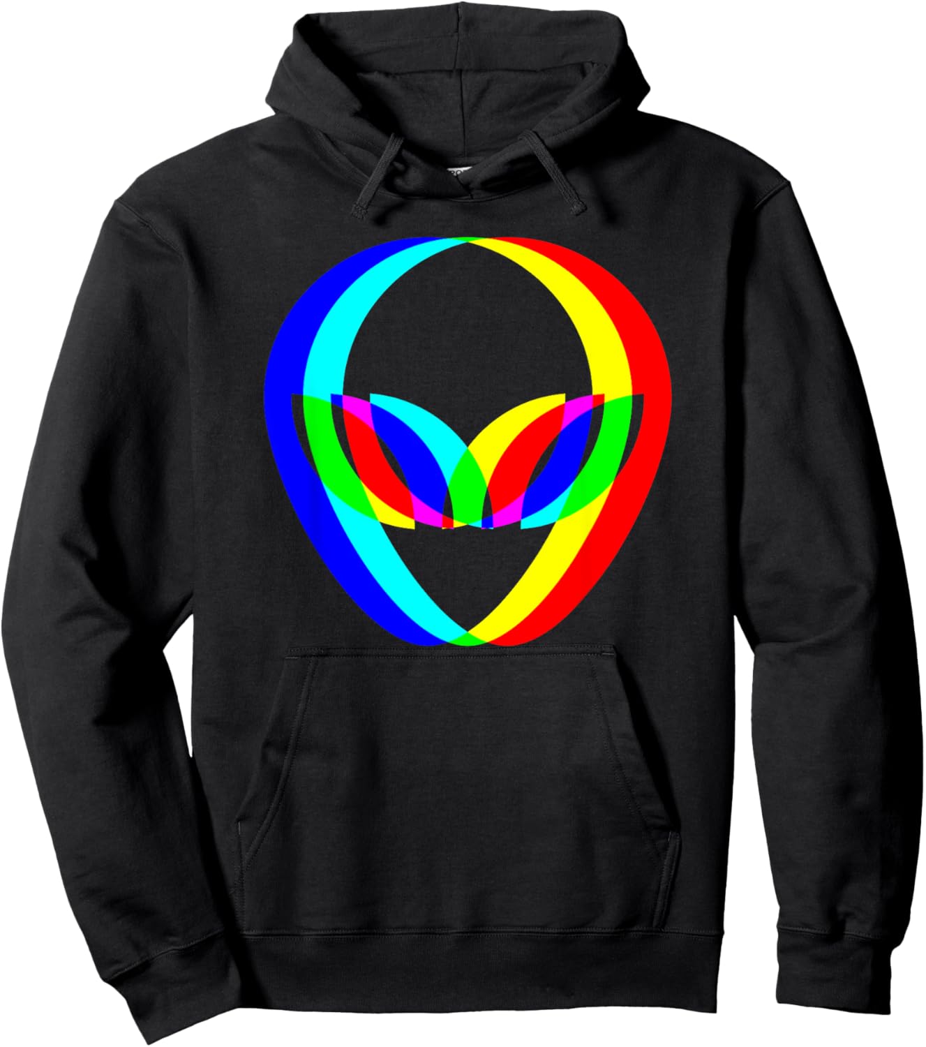 Alien Head Trippy Techno Rave EDM Music Festival Vaporwave Hoodie - Hoodie | Black