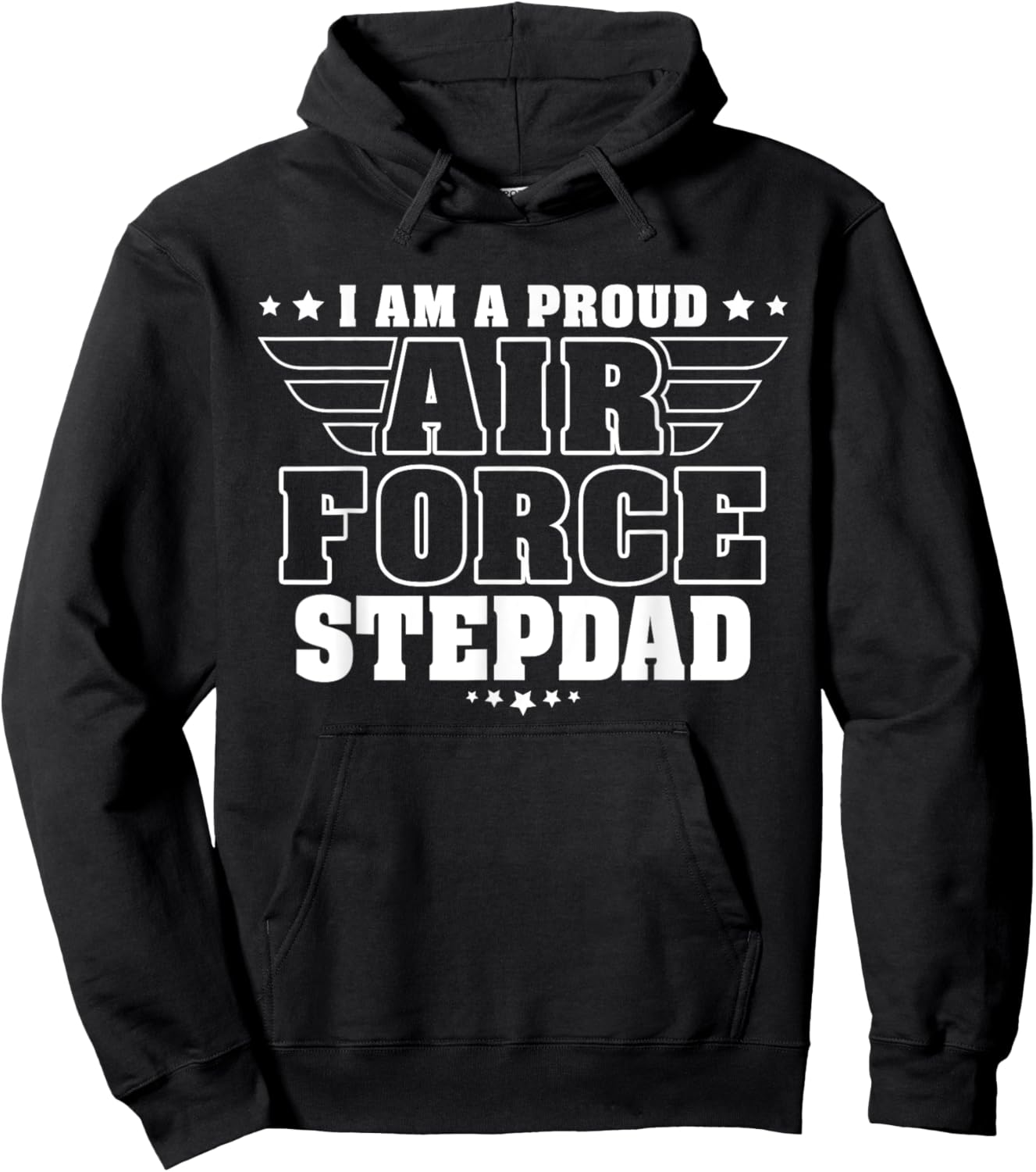 Proud Air Force Stepdad Patriotic Pride Military Stepfather Hoodie - Hoodie | Black