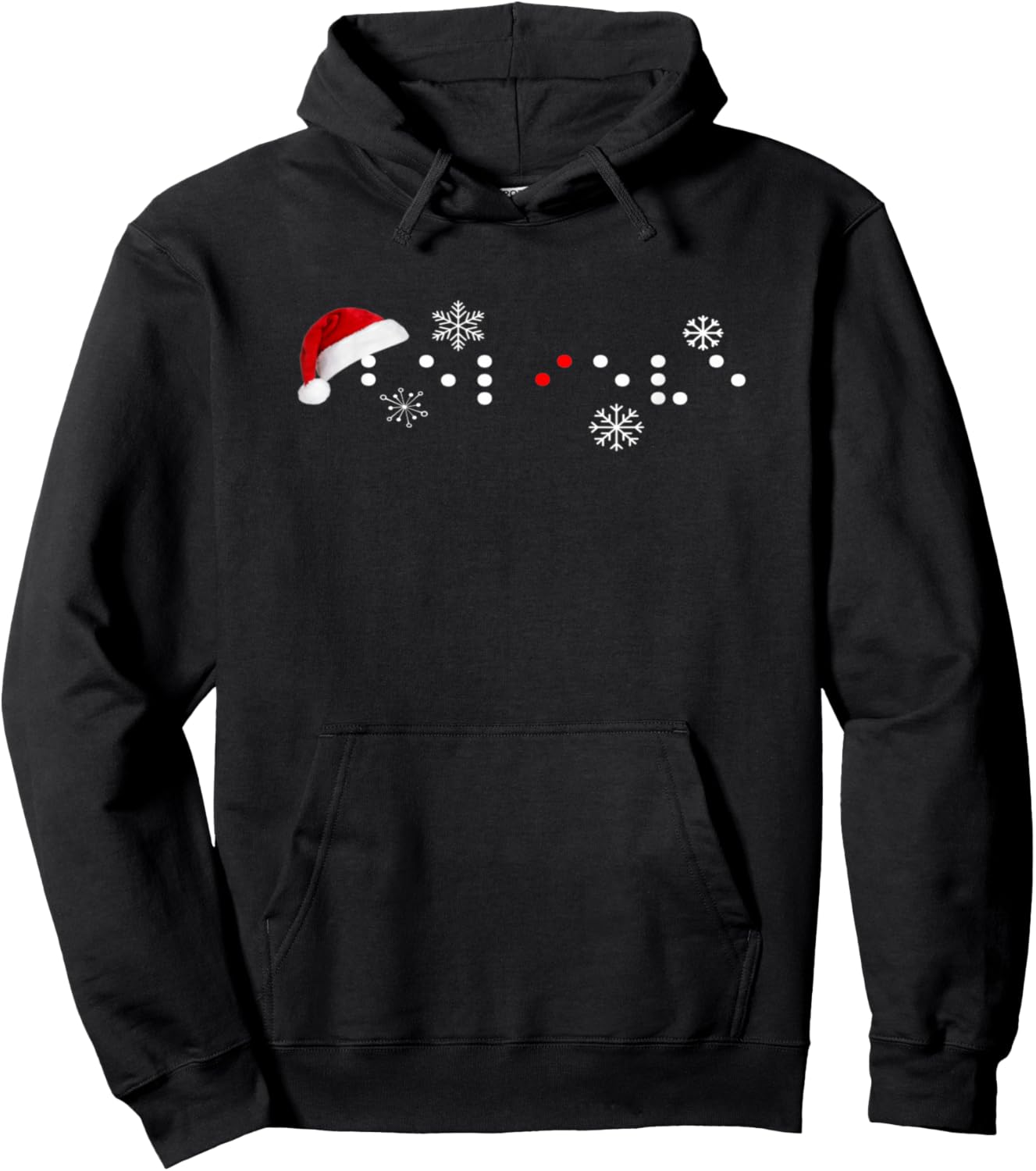 Believe In Braille Christmas Santa Hat Visually Impaired Hoodie - Hoodie | Black
