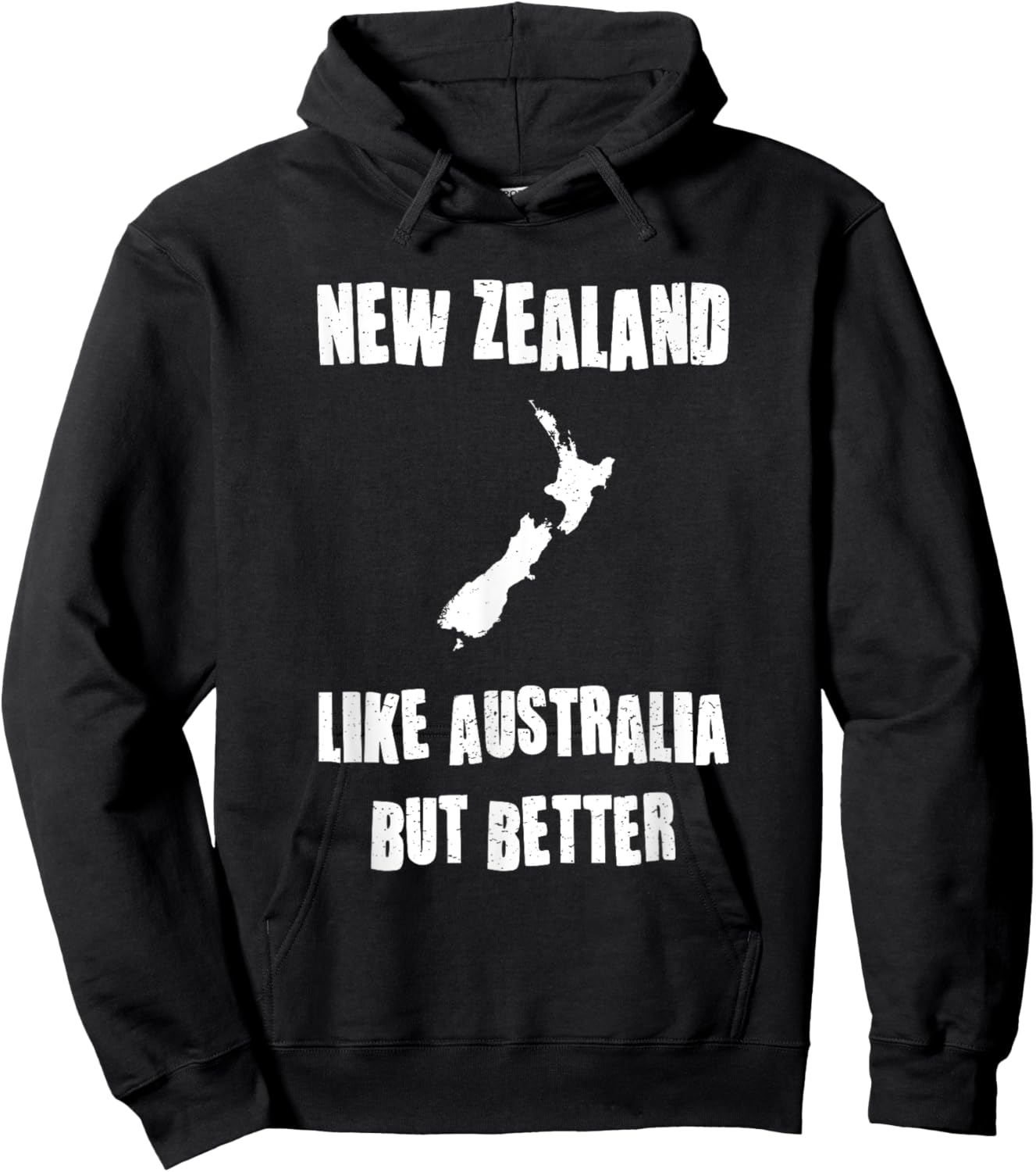 New Zealand Map Better Than Australia Fun NZ Graphic Design Hoodie - Hoodie | Black