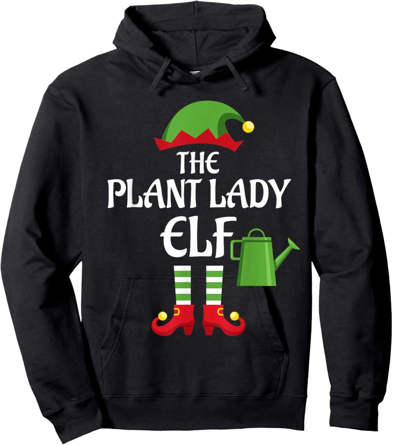 Plant Lady Elf Family Matching Group Christmas Hoodie - Hoodie | Black