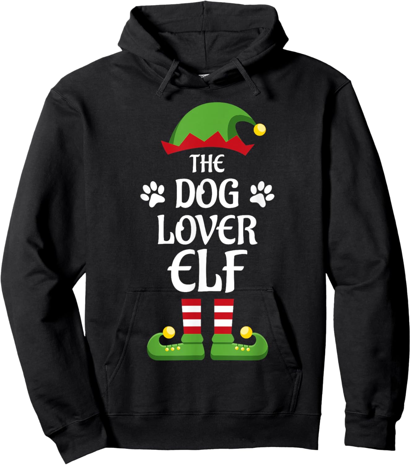 Dog Lover Elf Family Matching Group Christmas Women Kids Hoodie - Hoodie | Black