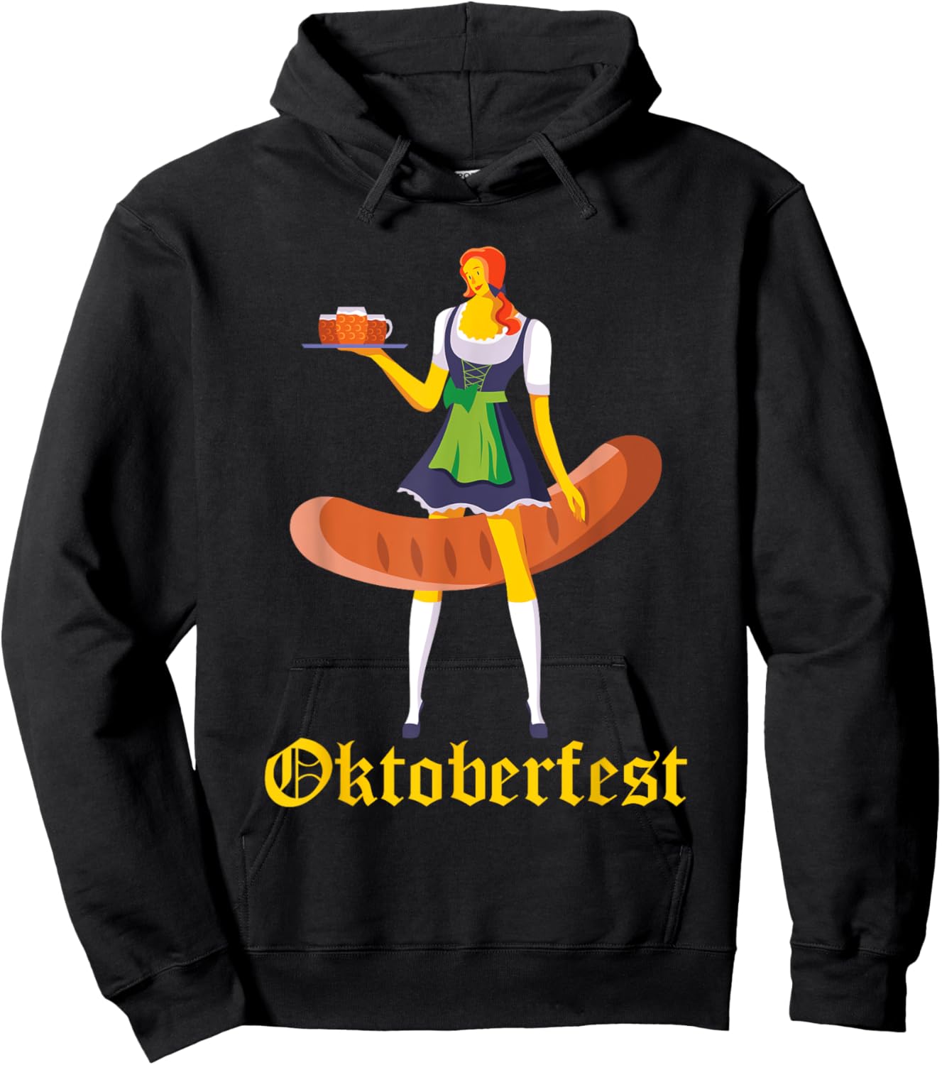 Barmaid Oktoberfest Funny German Woman Dirndl Bratwurst Hoodie - Hoodie | Black