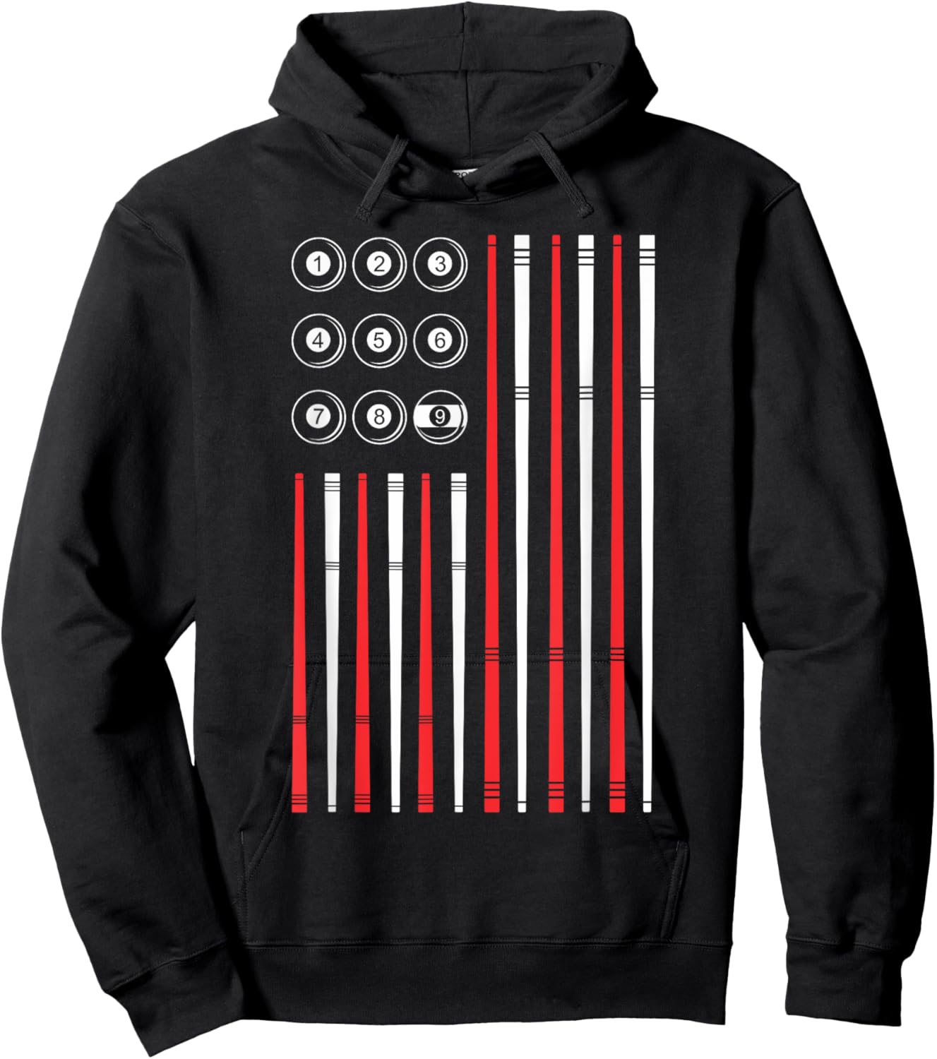 USA American Flag Shooting Pool Sticks And Balls Billiards Hoodie - Hoodie | Black
