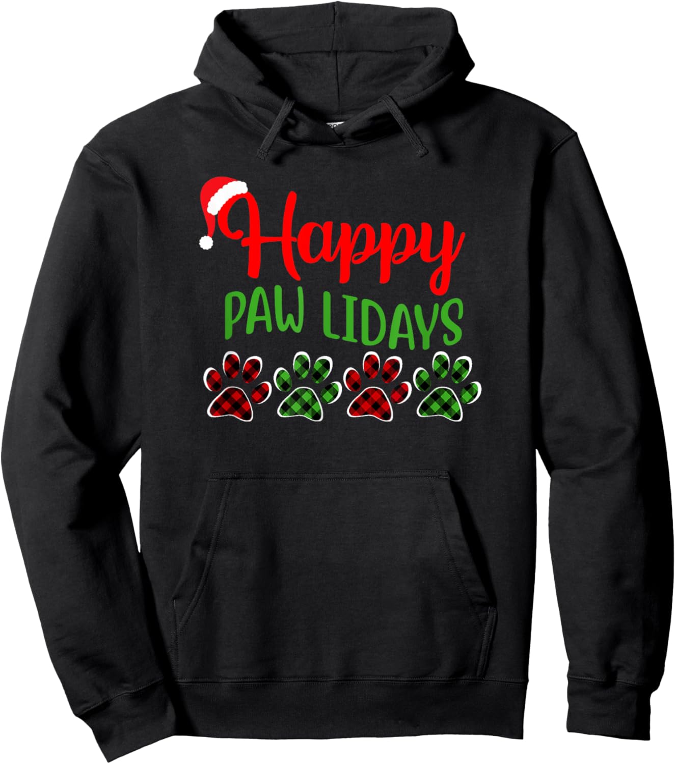 Dog Dad Mom Happy Pawlidays Merry Christmas Holidays Men Women Hoodie - Hoodie | Black