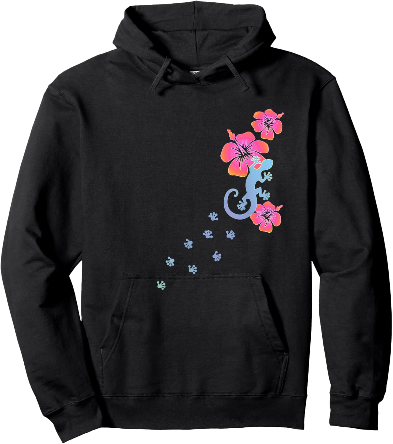Gecko Lucky Charm Lizard Salamander Aloha Hawaii Colourful Hoodie - Hoodie | Black