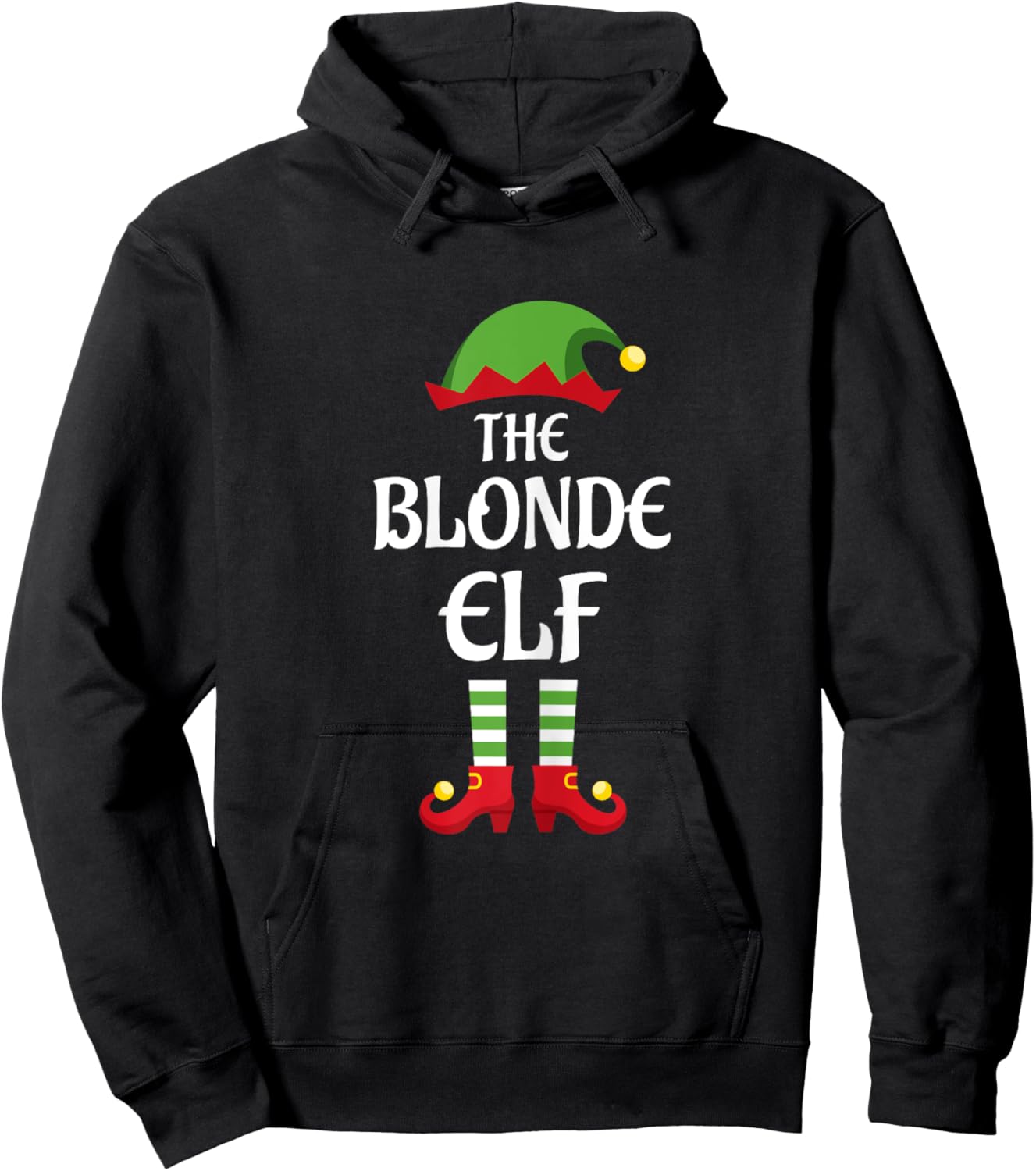Blonde Elf Family Matching Group Christmas Hoodie - Hoodie | Black