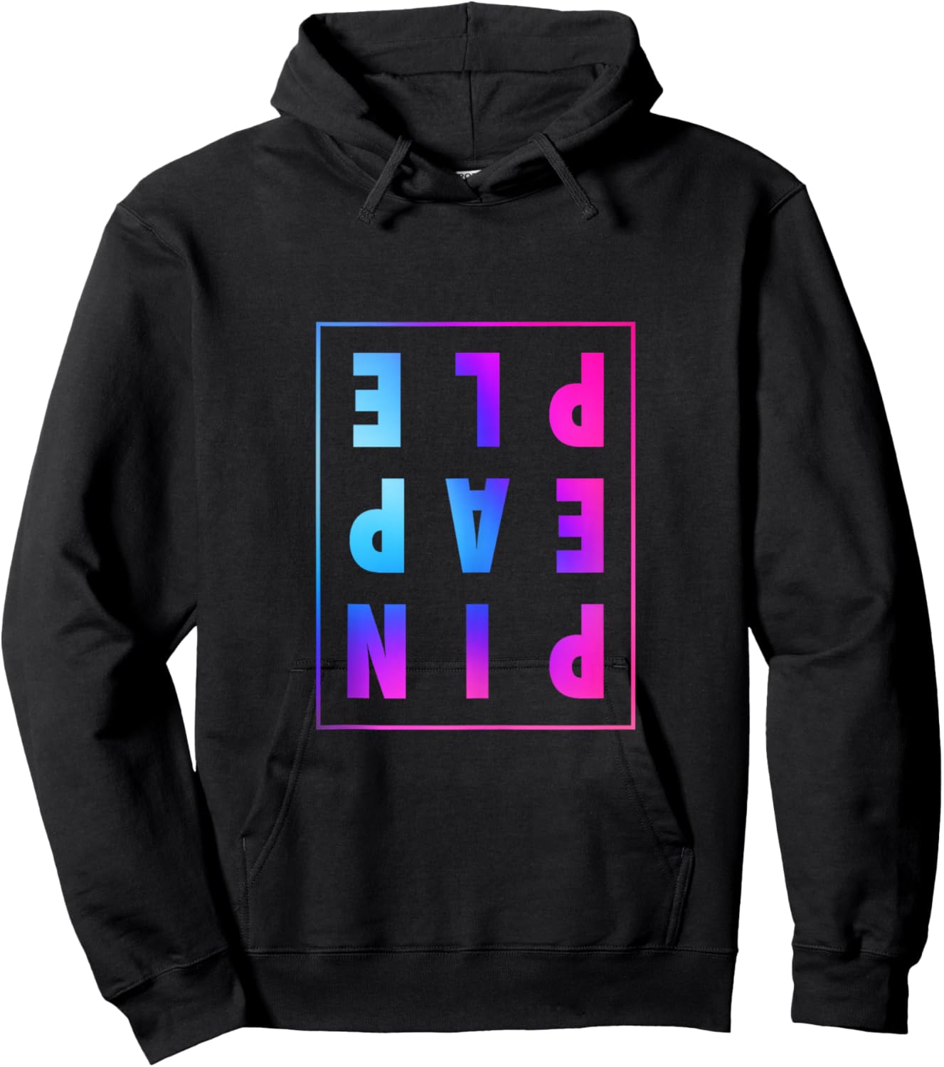 Retro Upside Down Pineapple Swinger Pastel Text Grid Hoodie - Hoodie | Black