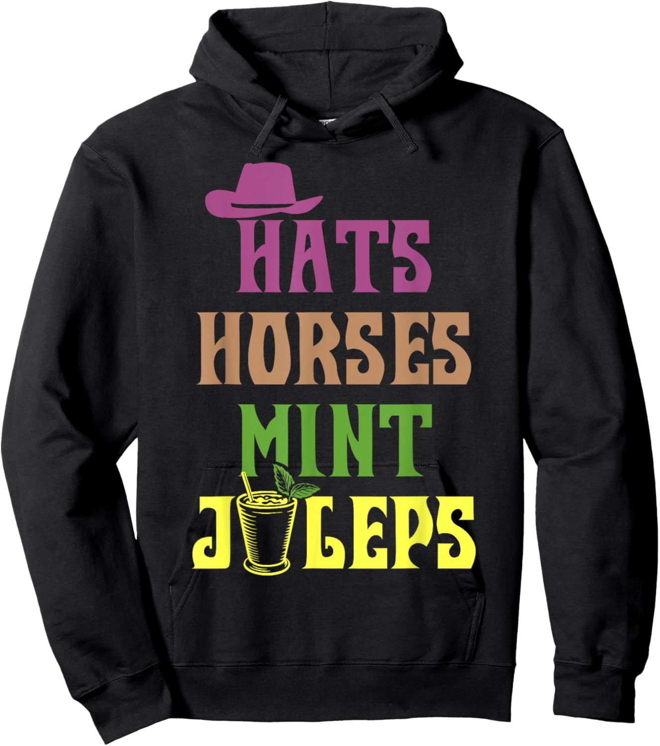 Horse Racing Hats Horses and Mint Juleps KY Derby Horse Hoodie - Hoodie | Black