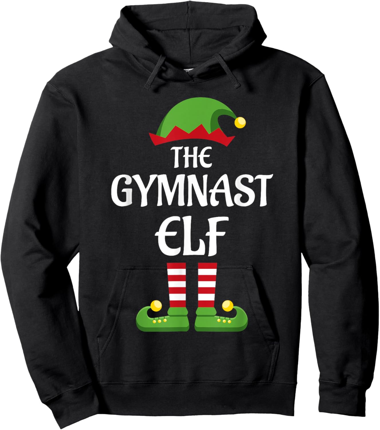 Gymnast Elf Family Matching Group Christmas Gymnastics Hoodie - Hoodie | Black