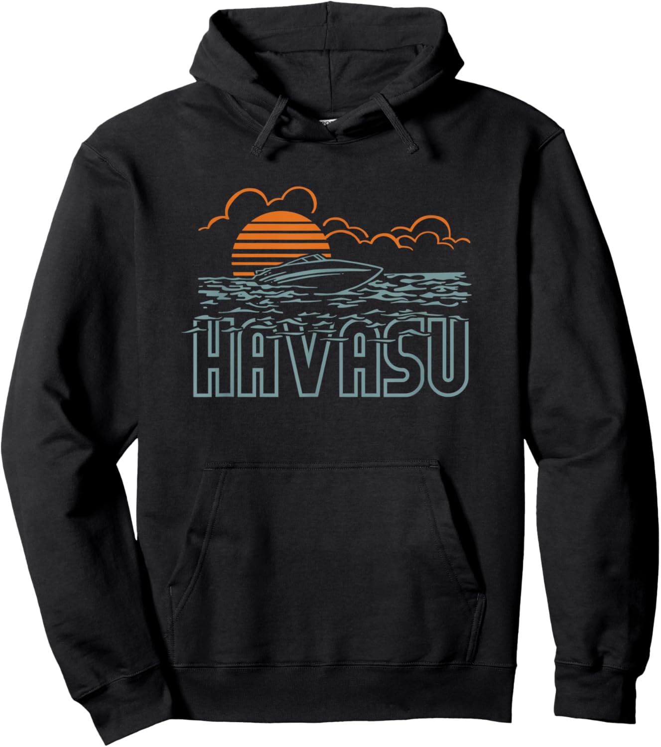 Lake Havasu Arizona boating retro vintage sunset Hoodie - Hoodie | Black