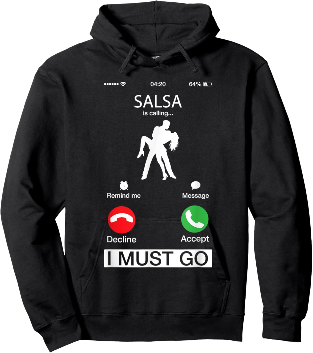 Salsa Is Calling And I Must Go Funny Phone Screen Hoodie - Hoodie | Black