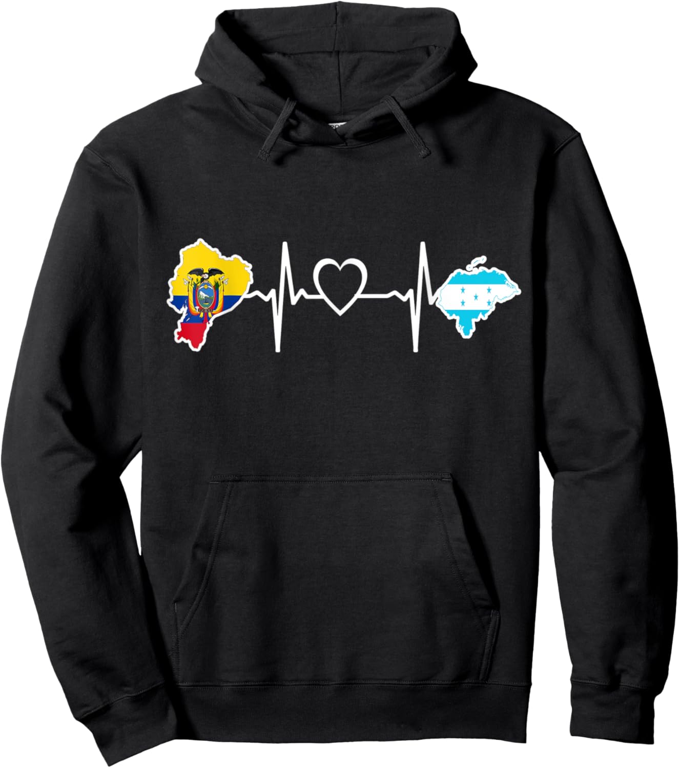 Ecuadorian Honduras Flag - Ecuador Honduran Heartbeat Hoodie - Hoodie | Black