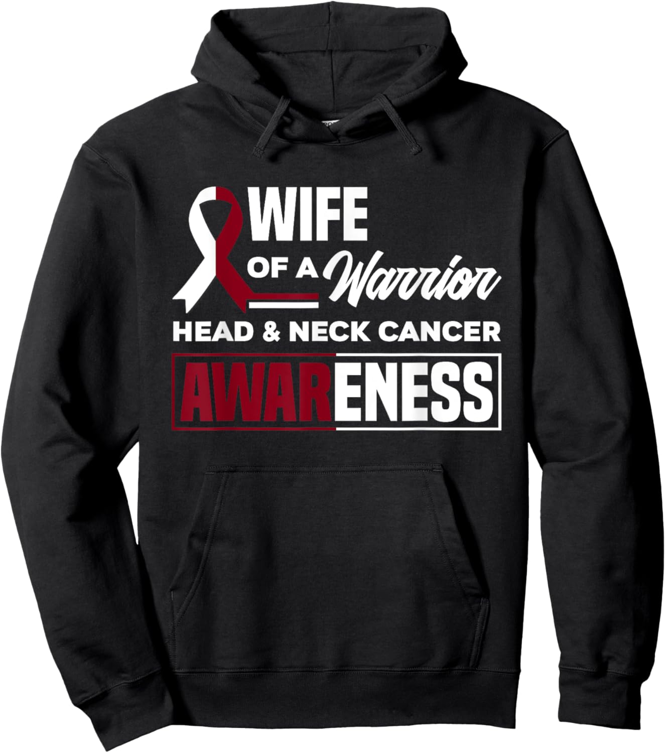 Wife Of A Warrior Support Head & Neck Cancer Awareness Hoodie - Hoodie | Black