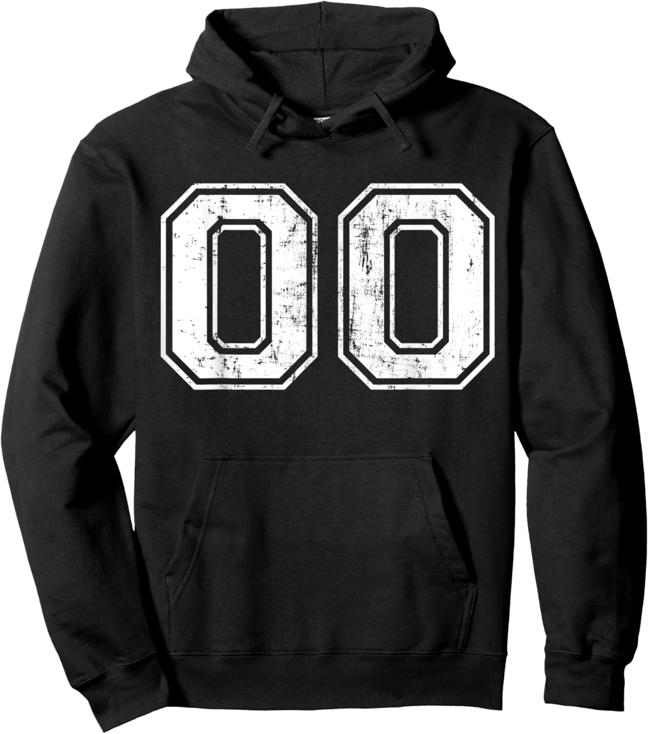 Number 00 Distressed Vintage Sports Training Practice Team Hoodie - Hoodie | Black