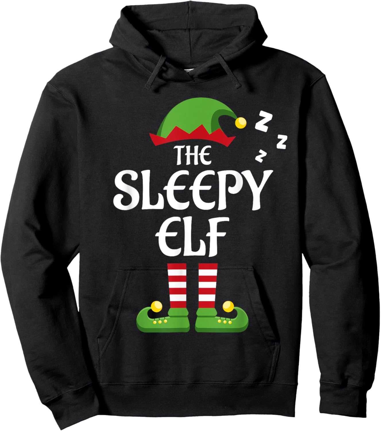 Sleepy Elf Family Matching Group Christmas Hoodie - Hoodie | Black