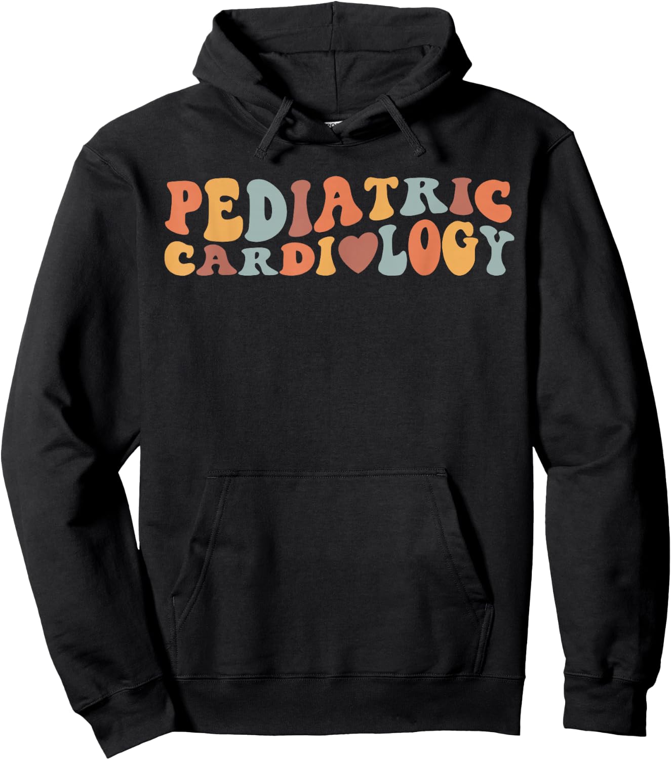 Retro Groovy Pediatric Cardiology PEDS Cardiac Nurse Nursing Hoodie - Hoodie | Black