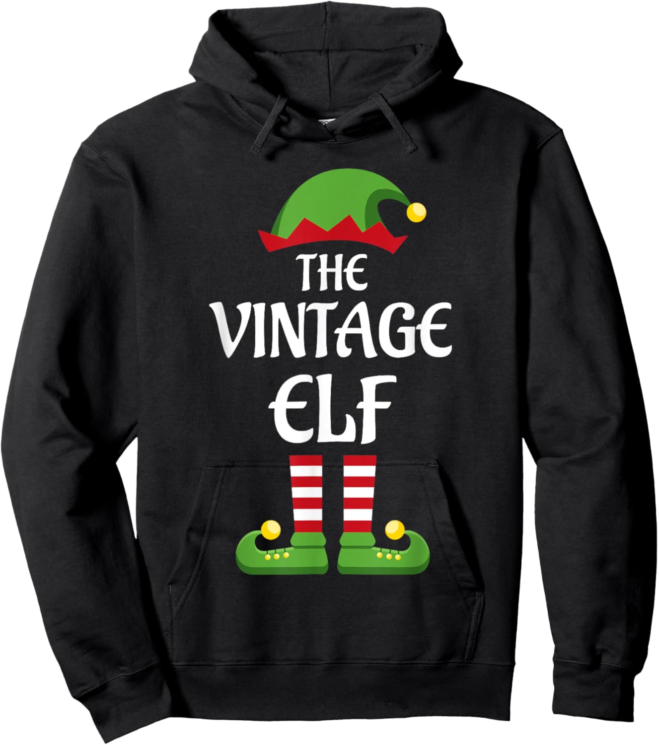 Vintage Elf Family Matching Group Christmas Old Hoodie - Hoodie | Black