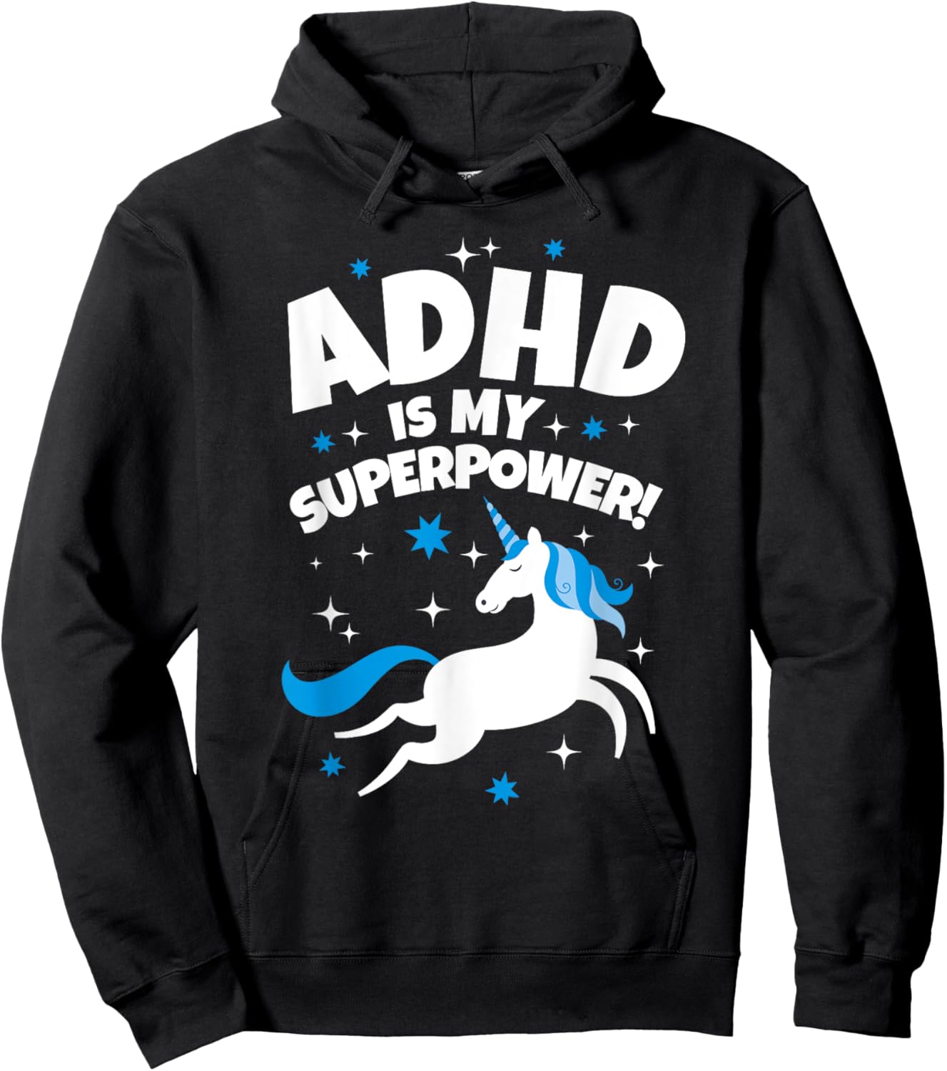 ADHD is My Superpower Funny Unicorn Hoodie - Hoodie | Black