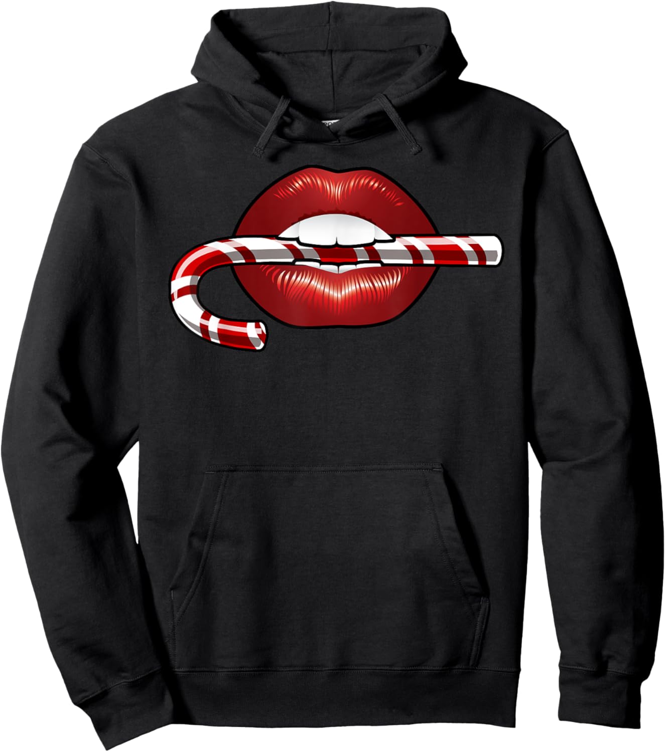Sexy Candy Cane lips novelty Holiday Candy Cane Hoodie - Hoodie | Black