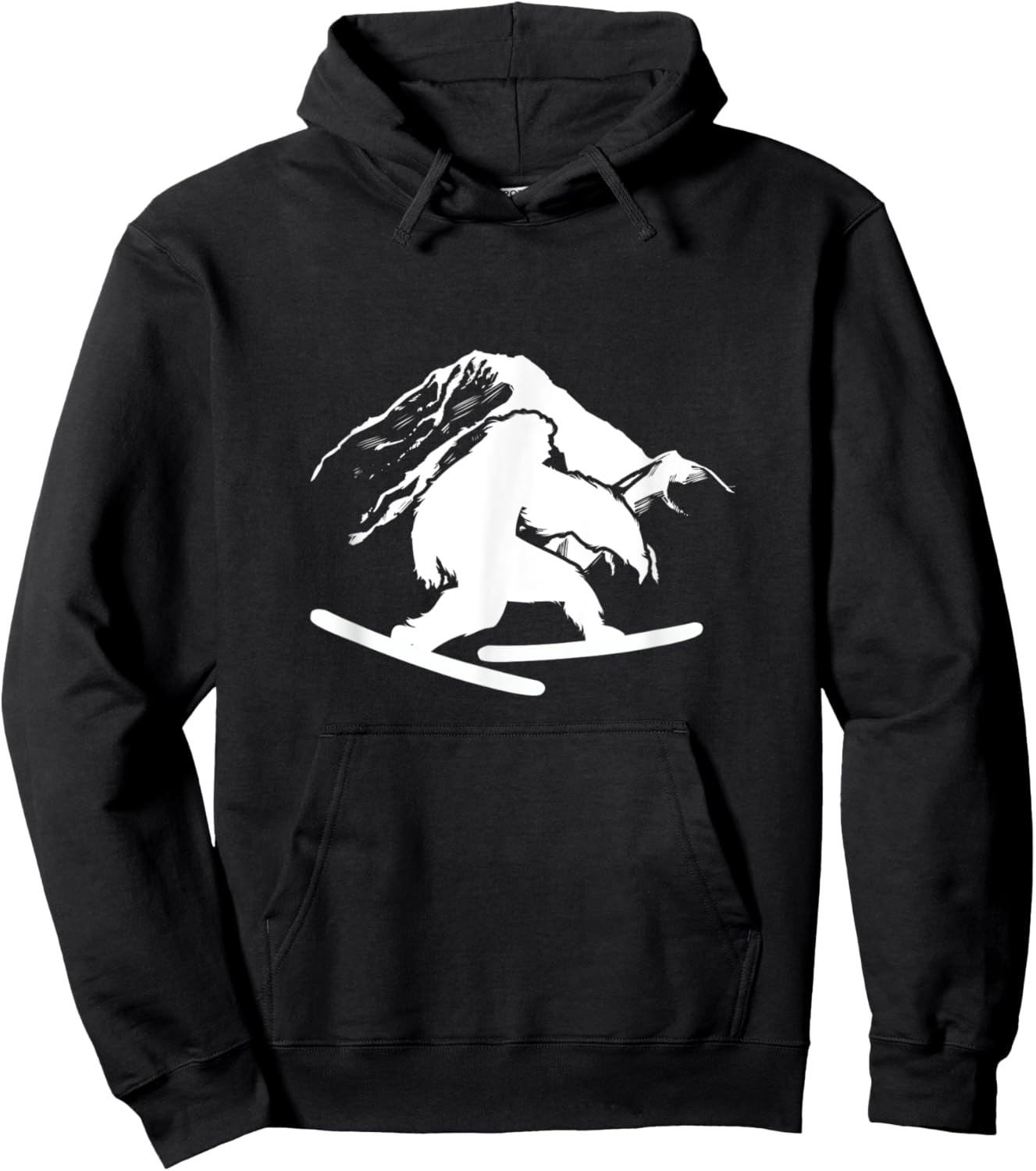 Skiing Bigfoot Mountain Sasquatch Ski Skier Hoodie - Hoodie | Black