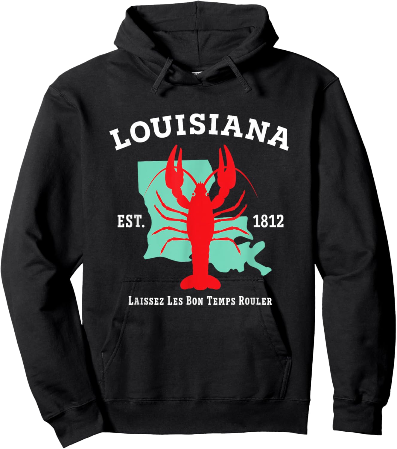 Louisiana Est 1812 Crawfish New Orleans Mardi Gras Men Women Hoodie - Hoodie | Black