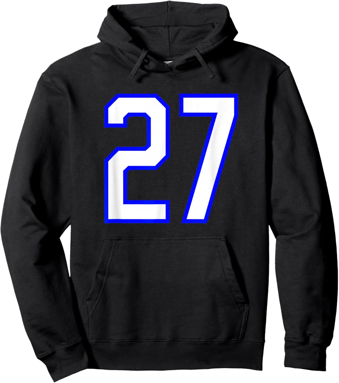 White Blue Sports Team Number #27 Hoodie - Hoodie | Black