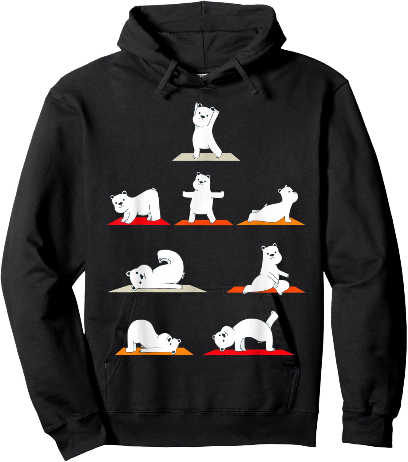 Polar Bear Yoga Poses Streching Polar Bears Meditation Hoodie - Hoodie | Black