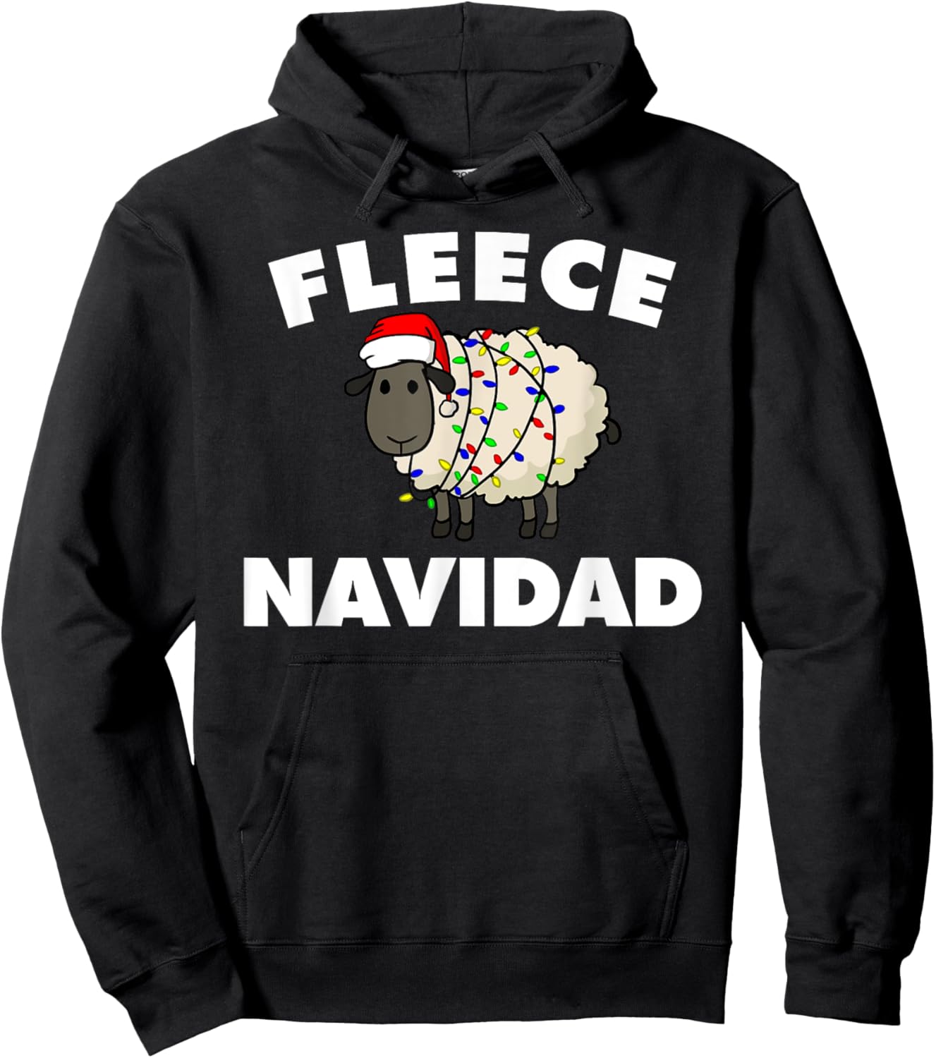 Fleece Navidad funny Christmas Sheep Fleece Navidad Hoodie - Hoodie | Black