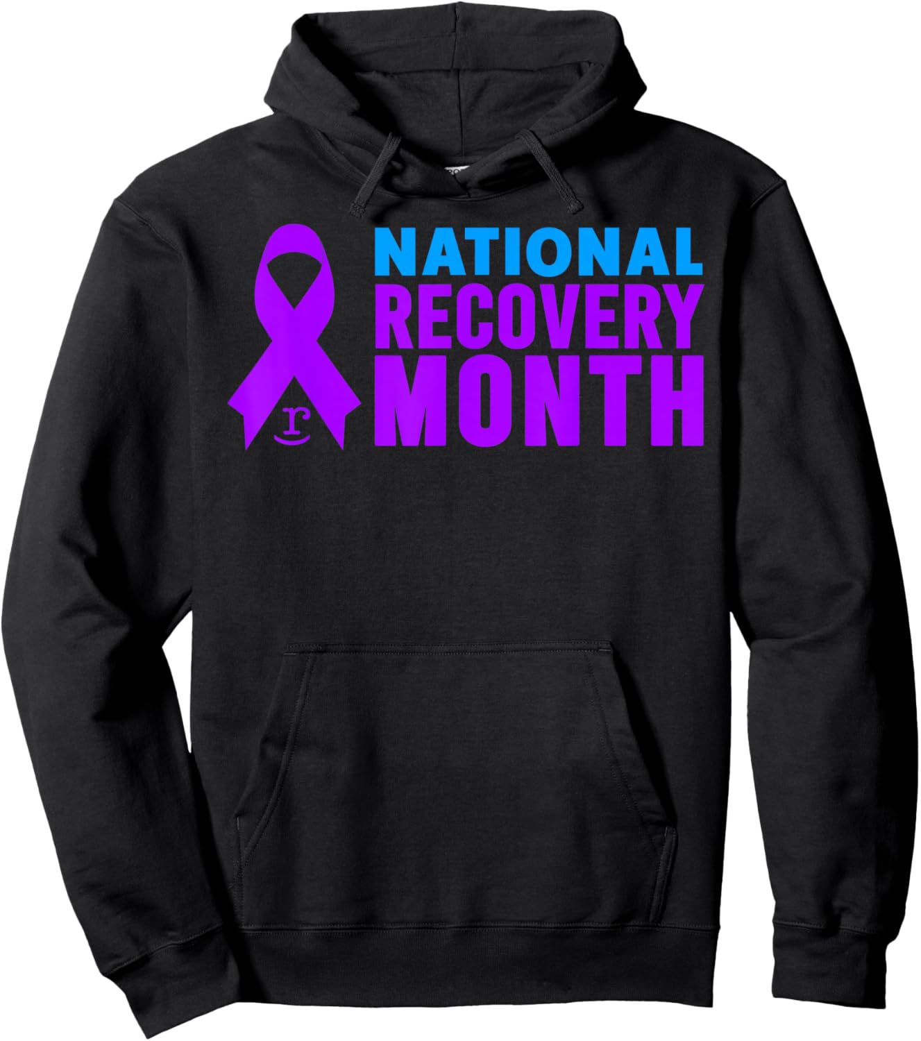 National Recovery Month - Purple Ribbon Hoodie - Hoodie | Black