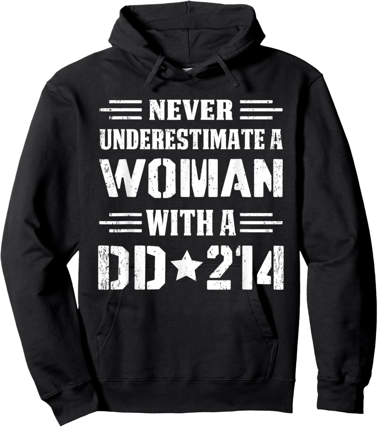 Never Underestimate A Woman With A DD 214 Alumni Hoodie - Hoodie | Black