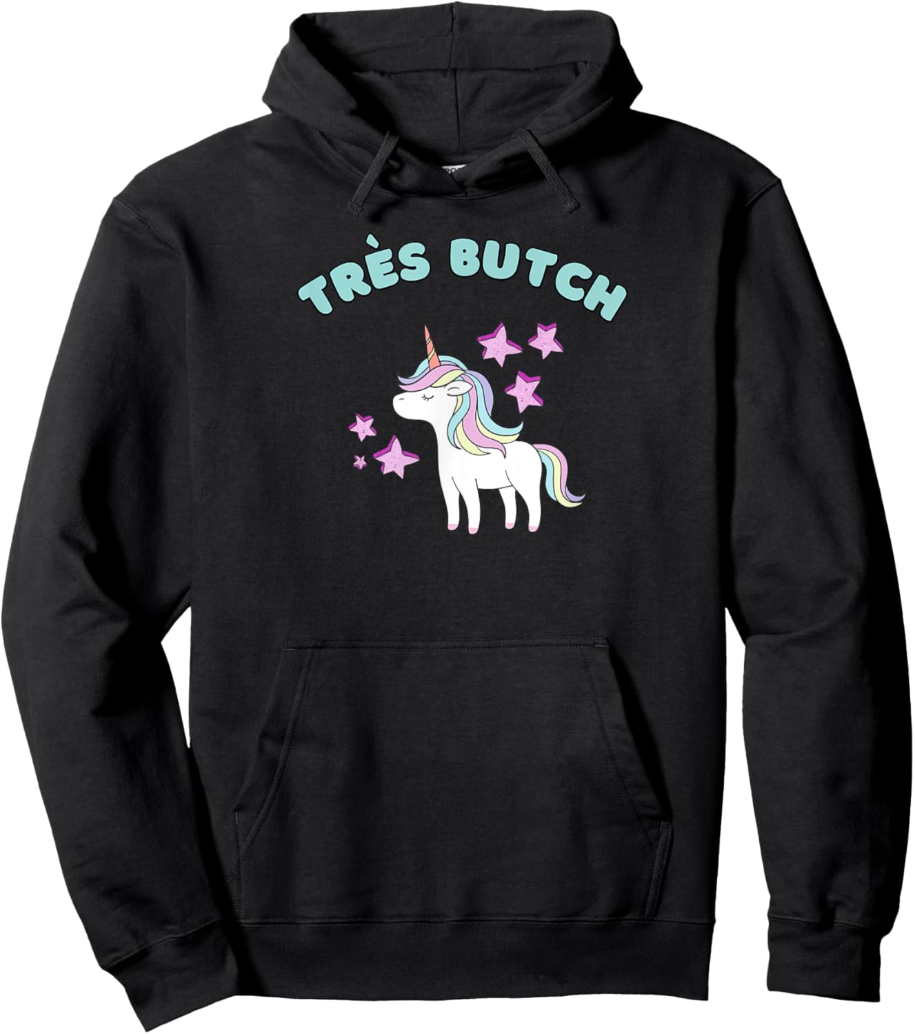 Trés Butch Rainbow Unicorn Ironic Hoodie - Hoodie | Black