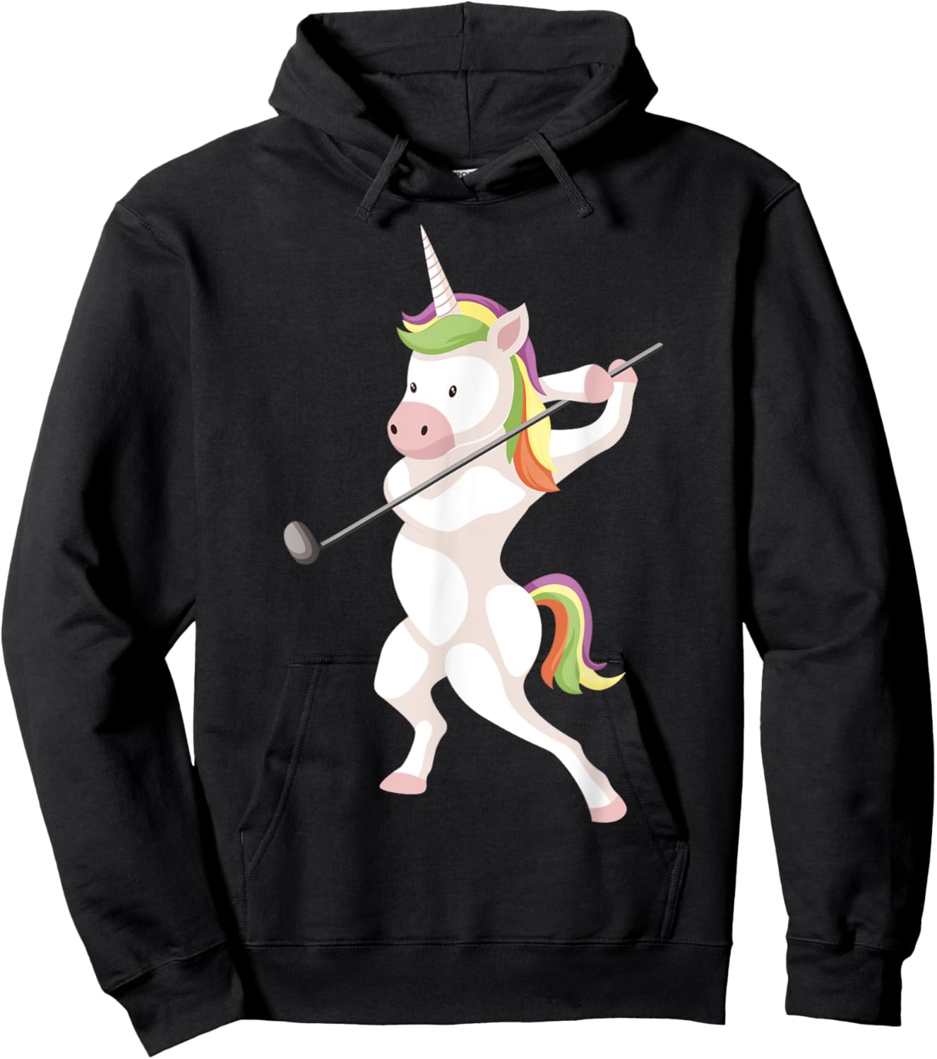 Funny Unicorn Playing Golf Unicorn Golfing Unicorn Golf Hoodie - Hoodie | Black
