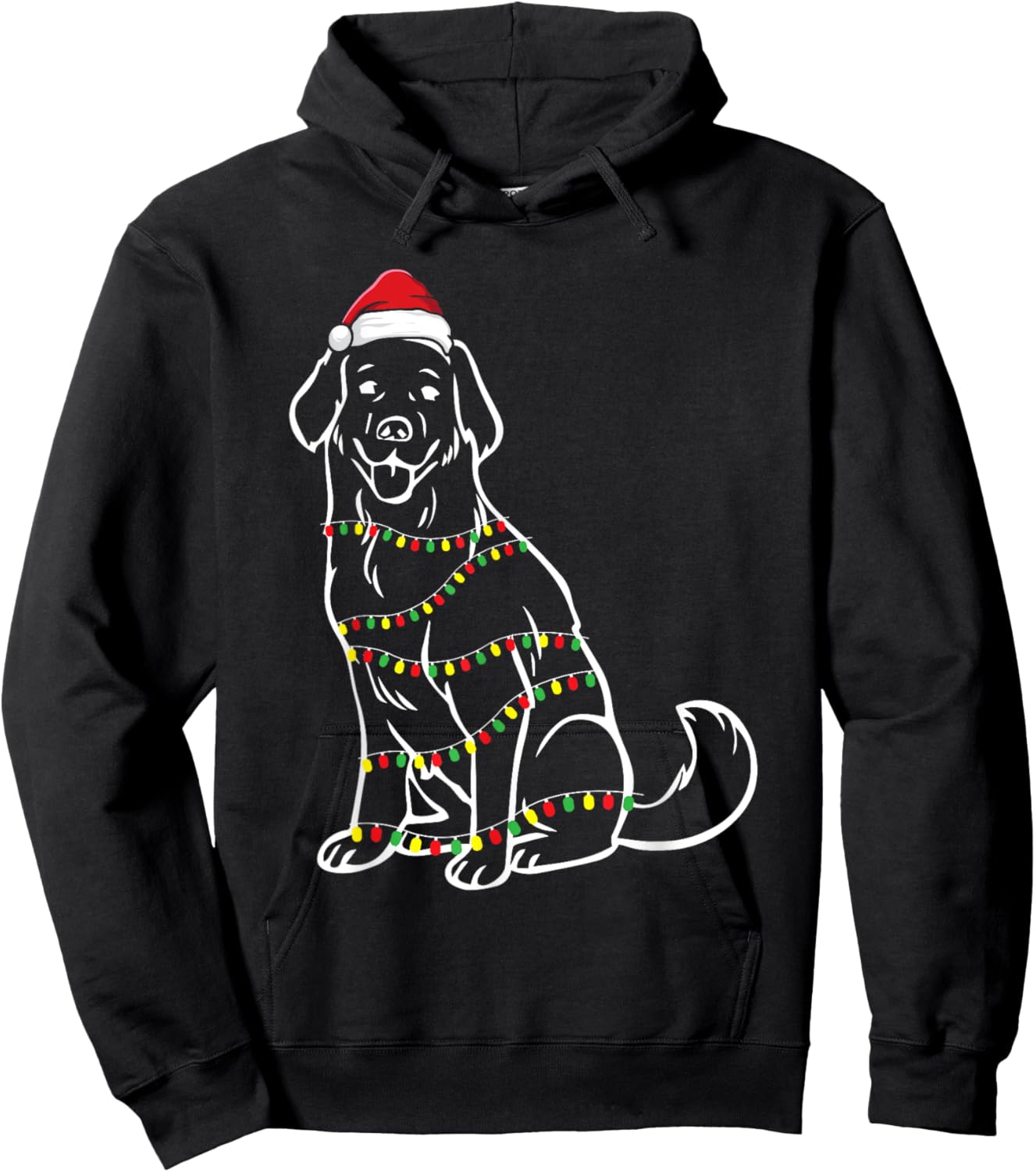 Golden Retriever Christmas Tree Lights X-Mas Cute Dog Puppy Women Kids Hoodie - Hoodie | Black